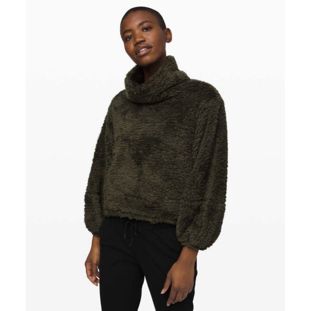 Lululemon Women’s Warmth Restore Sherpa Pullover Size XS/S Dark Olive